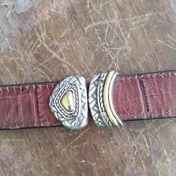 Brighton Pivoting Reversible Belt Crocodile Embossed Black Brown USA - Picture 4 of 12